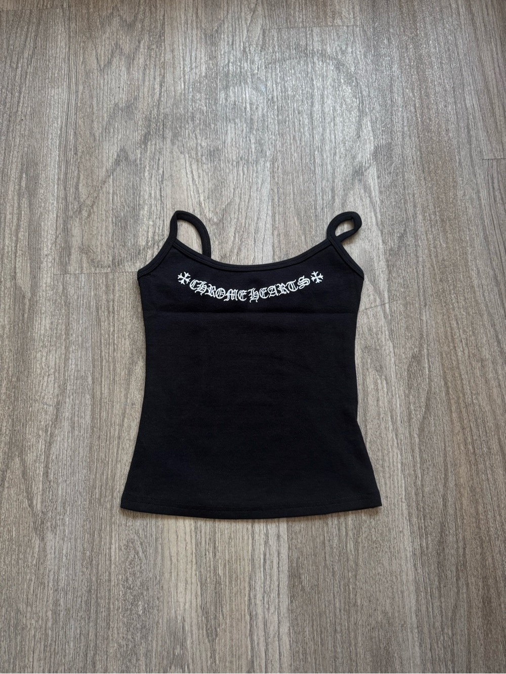Chrome Hearts Black Spaghetti Strap Logo Cami